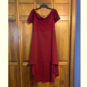 Plus lace off the shoulder flare dress